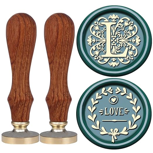 Flower Initial Alphabet L Wax Seal Stamp & Eucalyptus Love Sealing Stamp with Wax Stamp Brass Head Ideal for Wedding Invitations Gift Wrapping Christmas (Floral L)