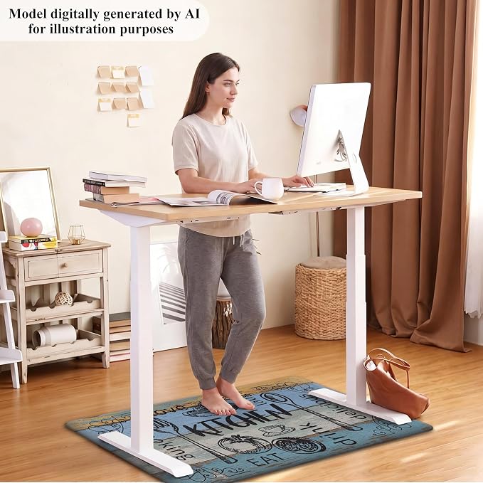 HEBE Anti Fatigue Kitchen Rugs Set of 2, Non Slip Cushioned Kitchen Mats for Floor, Waterproof Farmhouse Comfort Standing Desk Mat for Kitchen Sink,Office,Laundry