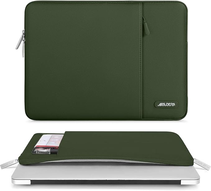 MOSISO Laptop Case 15 inch, 15 inch Laptop Sleeve Compatible with MacBook Air M5 A3448 M4 A3241 M3 A3114 M2 A2941 2026-2023, Dell XPS, Polyester Vertical Computer Sleeve Bag with Pocket, Army Green