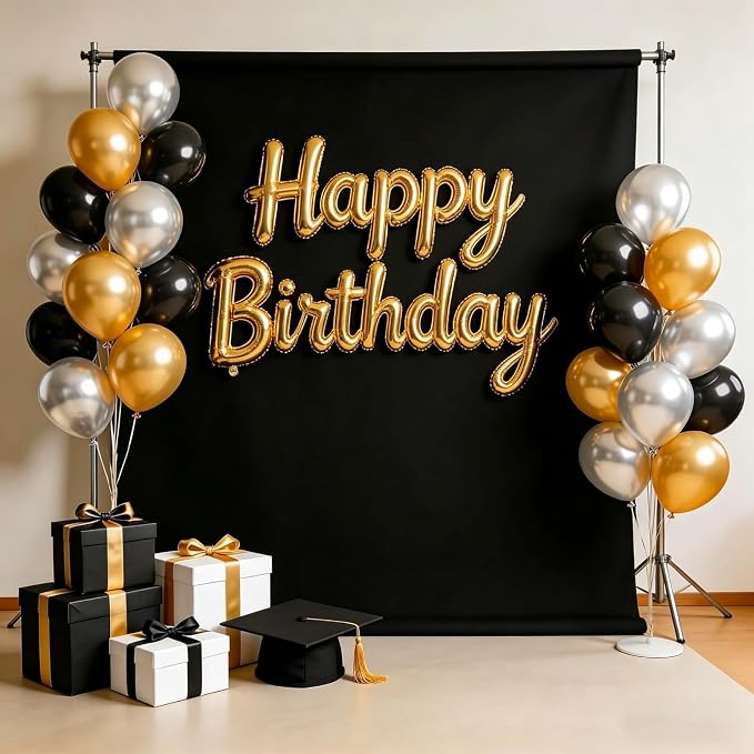 Aimosen 10x8 FT Black Backdrop Background for Photography, Chromakey High Density Polyester Fabric Black Photo Backdrop Curtain Screen Collapsible Seamless for Shoot Portraits Party Video Studio