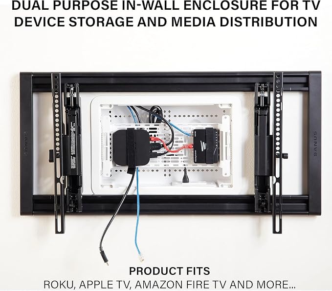 Legrand - OnQ 9" In-Wall Media Box For Device & Cable Management - Structured Wiring Enclosure With Customizable Knockouts - Includes Removable Mounting Plate For Maximum Capacity - White, ENP0905NAV1