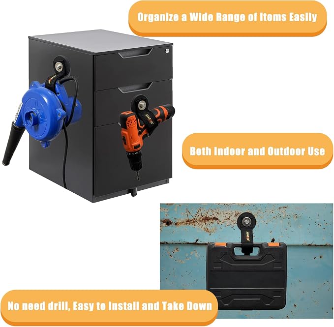 Heavy Duty Magnetic Hook, Magnetic Tool Holder, Magnetic Garage Hooks, Extension Cord Strap for Cable, Rope, Wire Storage in Garage,Workshop,RV,Pick-up(Dia.2.59" Magnet * 4Pcs)