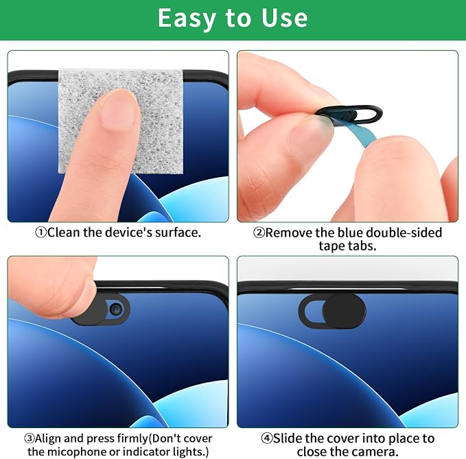 Laptop Camera Cover Slide, [10 Pack] Ultra-Thin Webcam Cover Compatible with Camera for MacBook,Laptop,PC,Computer,iMac,iPad. 0.022in Thick Web Blocker Protect Your Privacy and Security