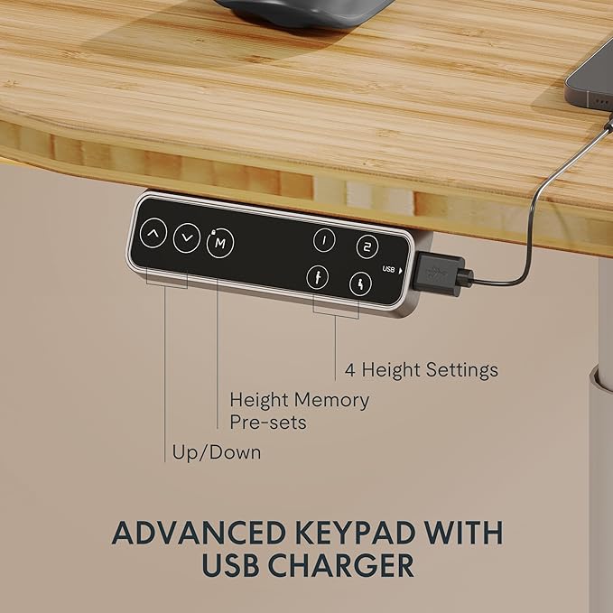 FLEXISPOT E6 Pro Oval Leg Dual Motor 3 Stages Bamboo Electric Standing Desk 55x28 Inch Whole-Piece Board Height Adjustable Electric Sit Stand Up Desk (White Frame + Bamboo Curved Desktop)