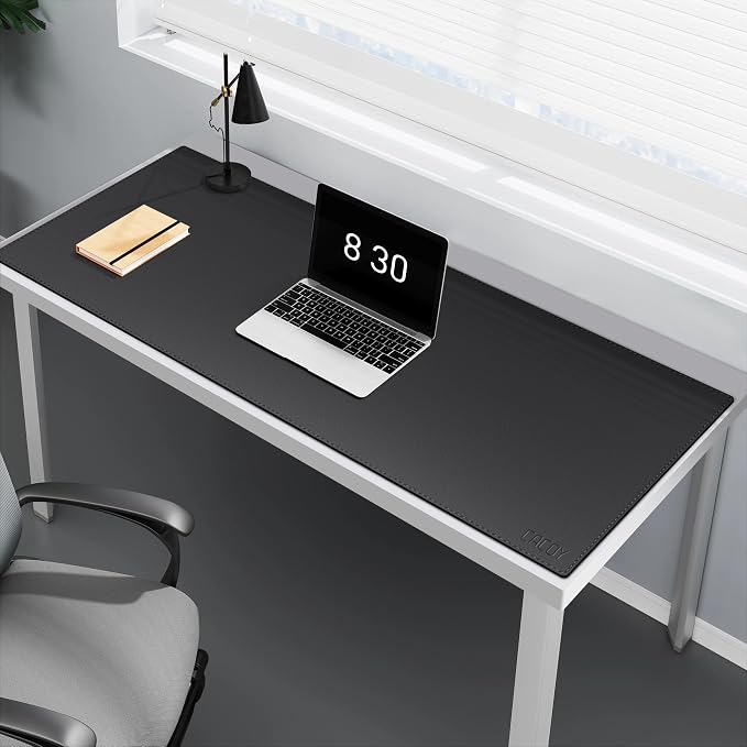 Cacoy Large Desk Pad 48" x 20", Extended Leather Desk Mat Protector, Desk matt for Desktop, Large Gaming Computer Mouse Pad, Office Desk Cover Mat, Waterproof Desk Blotter for Office and Home (Black)