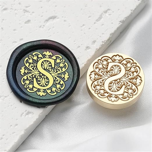 Flower Initial Alphabet S Wax Seal Stamp & Eucalyptus Love Sealing Stamp with Wax Stamp Brass Head Ideal for Wedding Invitations Gift Wrapping Christmas (Floral S)