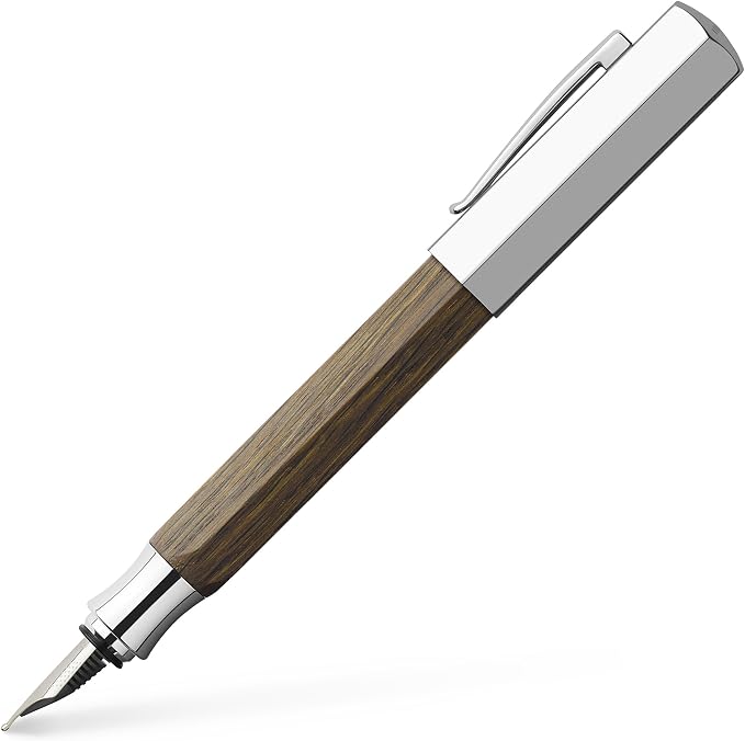 Faber-Castell Ondoro Fountain Pen, Smoked Oak Wood - Fine