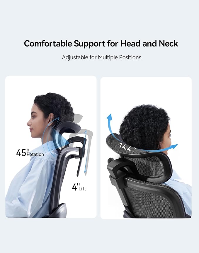 SIHOO B100 SE Office Chair, Soft Memory Foam Desk Chair with Adaptive Lumbar Support & 2D Flip-up Armrests, 135° tilt Computer Chair for Home Office, Black