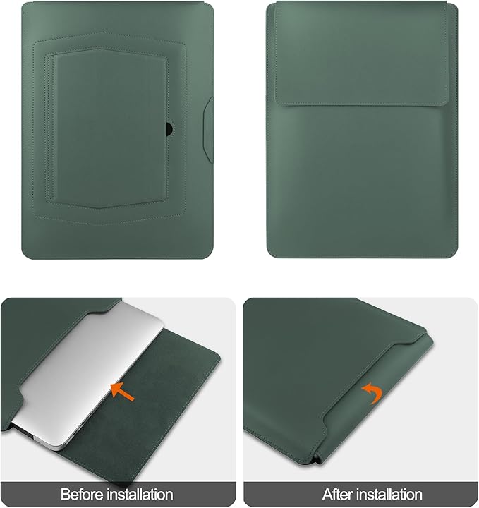 HoYiXi 15.6" Laptop Sleeve-Compatible with MacBook Pro 16/15.4'' MacBook Pro 15, Mac Air 15 - Waterproof Soft 15 16 inch pc case for HP, Dell, 15 inch Laptop Sleeve case,Green