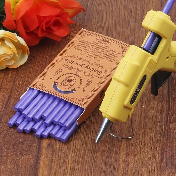 Wax Seal Kits, Wasole 20Pcs Pearl Purple Sealing Wax Sticks with 1 Pieces Glue Gun Set for Wax Seal Stamp, Great for Wedding Invitations, Birthday Cards, Envelopes, Gift Wrapping (Pearl Purple)