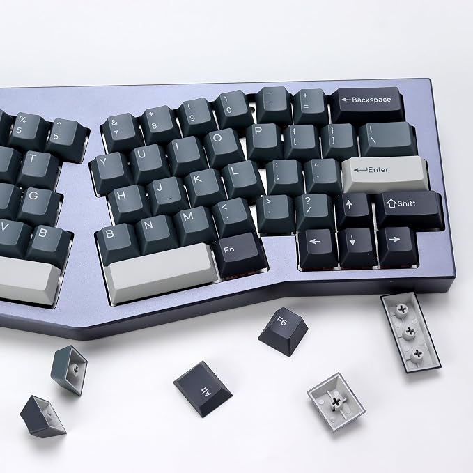 Apollo PBT Double Shot Keycap Set,176 Keys Grey Custom Key Cap Keycaps 60 Percent Cherry Profile Keycaps for 61/64/68/84/87/100/104/108 Mechanical Keyboard