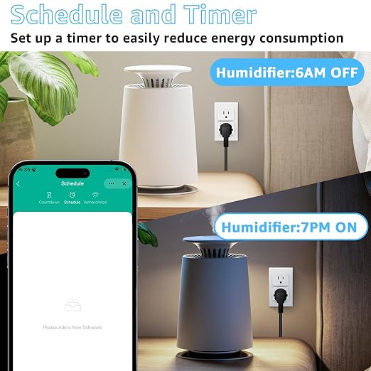 WiFi Plug with Switch,GreenCycle Smart Outlet with Remote,Compatible with Alexa and Google Home via Tuya,Compact Design,Remote Control Anywhere,15A/1500w,TUV FCC Listed(2.4G),1 Switch 2 Plug