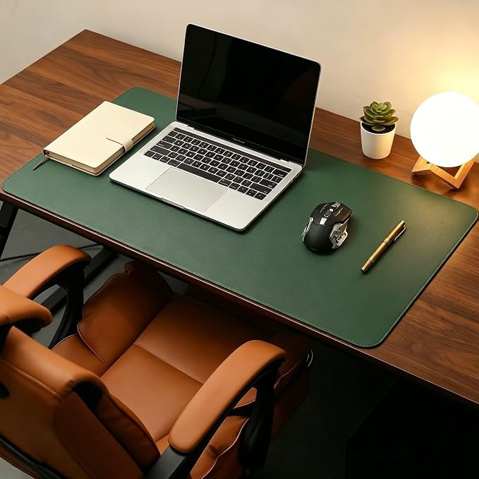 Leather Desk Mat Set (13x24) Large Table Cover Desktop Blotter Protector Computer Mouse Pad Table Laptop Office Workspace Accessories