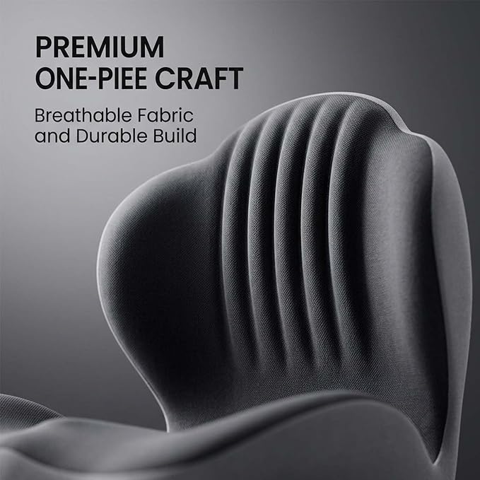 Saker Ergonomic Memory Foam Office Chair Cushion， One-Piece Seat Cushion and Backrest with Coccyx Hollow – L-Shaped Integrated Design for Tailbone Pain Relief, Car Seat, Wheelchair (Black)