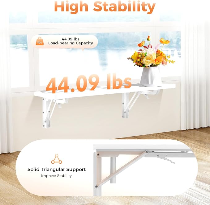 Folding Wall-Mounted Drop-Leaf Table, 23.62 * 15.74in Home Office Foldable Writing Tables, Wooden Floating Desk, Space Saving Laptop Desk, Sturdy Hanging Table for Apartment, Study, Bedroom