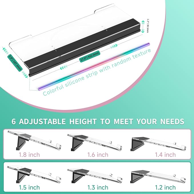 Ergonomic Computer Keyboard Stand - Adjustable Keyboard Riser Tilt Clear and Black Acrylic Keyboard Tray Non-Slip Elevated Typing Key Board Holder Lift for Home Office Desk Accessories