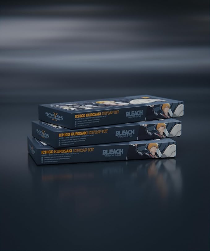 Team Liquid Bleach Ichigo Kurosaki Full Art keycap Set PBT Dye Sub Keycaps for Mechanical Gaming Keyboards, Cherry MX Switches, Custom Side Print, ANSI ISO Support, US Layout - Officially Licensed