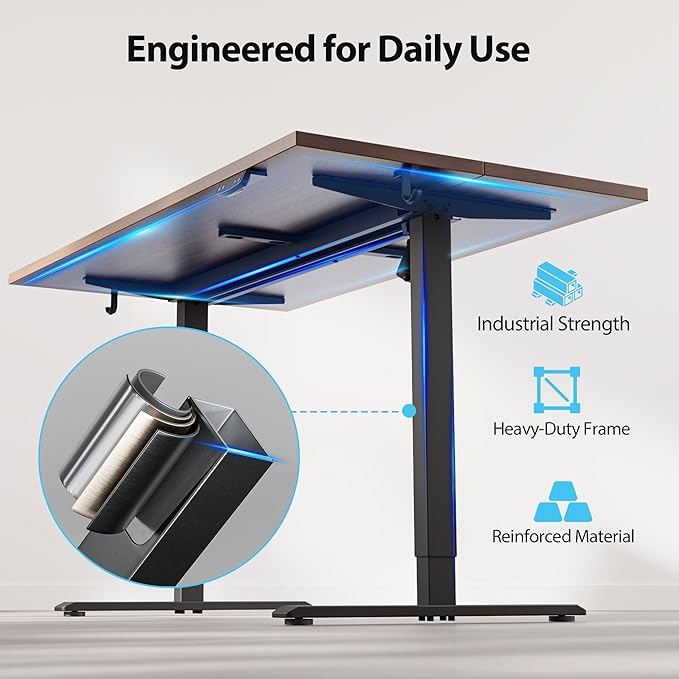 Agilestic Electric Standing Desk, 63 x 28 Inches Height Adjustable Desk, Sit Stand up for Work Office Home, Ergonomic Rising Computer Table with Memory Preset, Dark Walnut