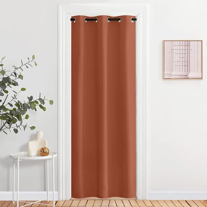 NICETOWN Burnt Orange Insulated Blackout Curtain Home Decoration Solid Grommet Top Blackout Living Room Drape for Large Window on Day (1 Panel, 42 x 84 inches)