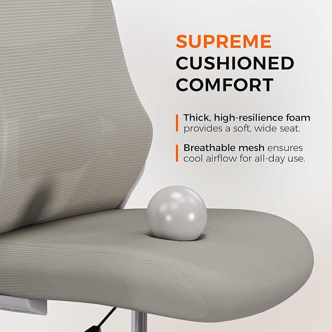 Armless Drafting Chair, Tall Office Chair for Standing Desks | A foot ring steadies legs through crafting and studio projects; breathable lumbar mesh and silent casters fit compact spaces.