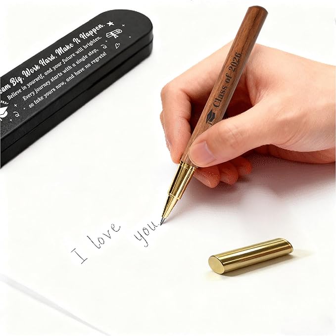 Class of 2026 Engraved Wooden Gel Pen, Graduation Gift Pen with Black Box | Inspirational Graduation Gifts for High School & College Graduates, Meaningful 2026 Commencement Keepsake for Him and Her