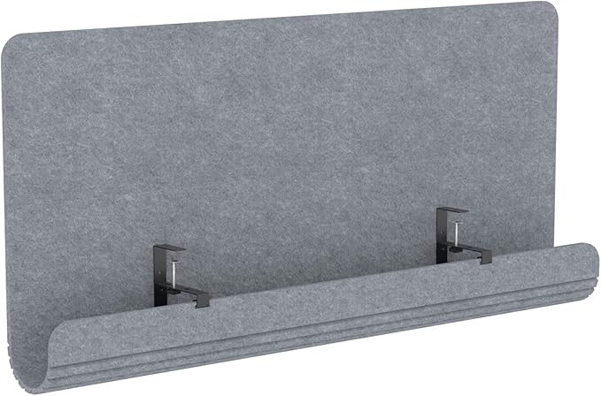 Desk Privacy Panel with Cable Management Tray, 47.2 x 22.5 inch Felt Desk Divider with Hidden Cord Organizer, Clamp or Screw Mount, Acoustic Partition for Office & Home