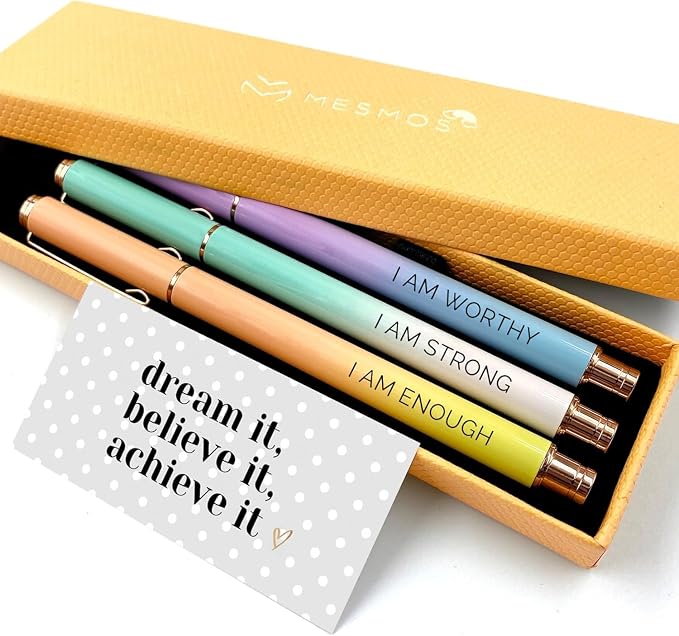 MESMOS 3pk 0.7mm Fine Tip Gel Ink Pen Set, Fancy Pen Set for Women, Inspirational Gifts for Women, Daily Affirmations, Positive Affirmations, Motivational Gifts, Aesthetic Pens
