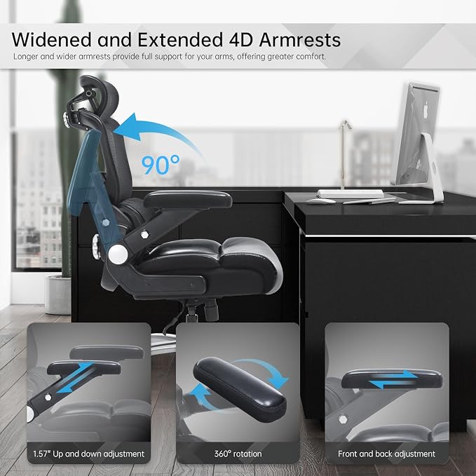 Big and Tall Office Chair 500lbs Heavy Duty Computer Desk Chair with Lumbar Support, Ergonomic Executive Office Chair with 3D Armrest and Wide Comfy Seat, Wheels for Adult