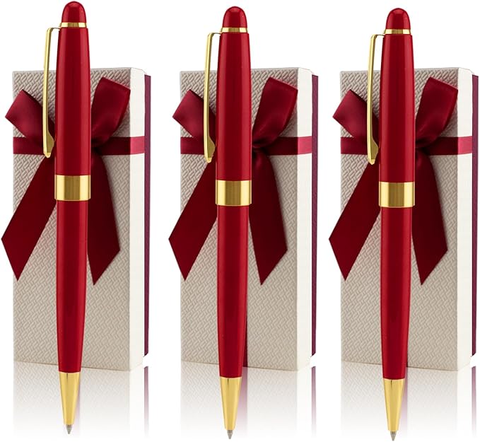 Yastar Personalized Gift Pens - Executive Writing Pen with 6 Black Ink Refills Engraved with Your different Messages Names on the Pens Gift Set for Man/Women/Writers/Collection/Journalist 3 pens/set