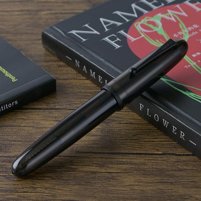 Jinhao 9019 DaDao Series Fountain Pen, Size 8 Extra Fine Nib with Large Ink Converter, Transparent Black Acrylic Design Smooth Writing Pen