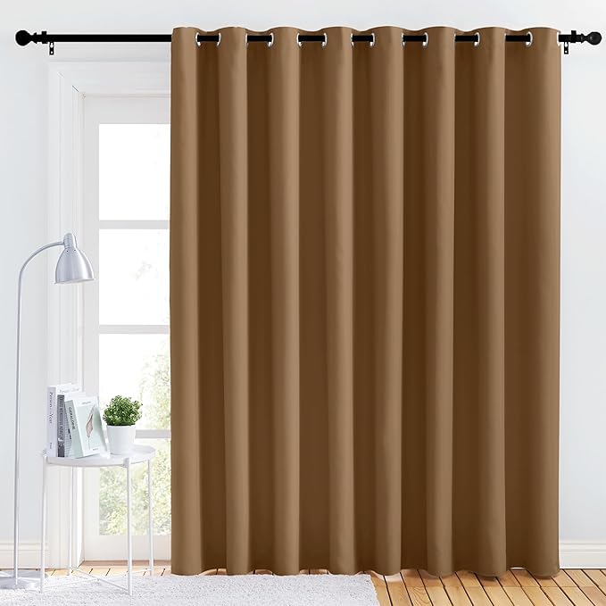 NICETOWN Bedroom Blackout Curtain Panel - (120 inches by 90 inch, Gold Brown, 1 PC) Energy Saving Thermal Insulated Grommet Blackout Drapery for Patio, Room Divider Curtain