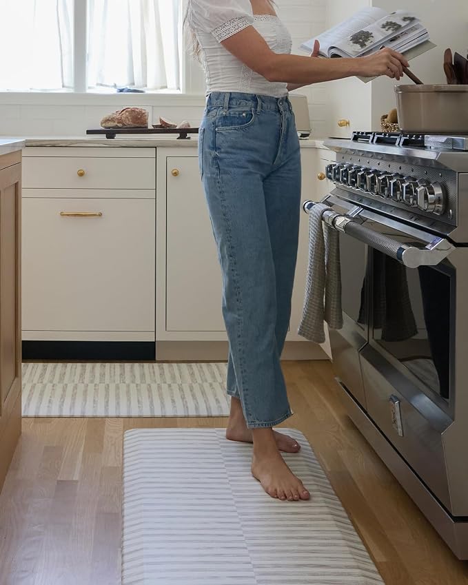 House of Noa Nama Standing Mat – Anti-Fatigue Kitchen Mats for Floor, Cushioned & Non-Slip Kitchen Comfort Mat for Standing, Thick Foam Anti-Fatigue Mat for Kitchen & Workspaces, Reese Bark 22" x 36"