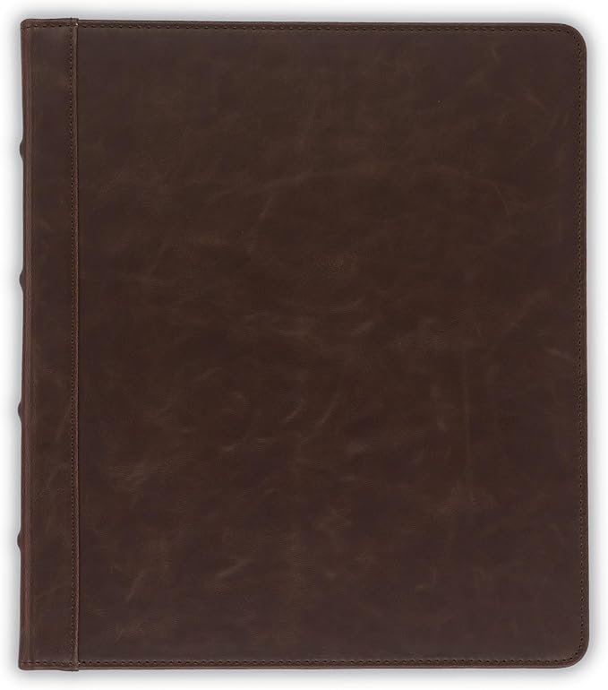 Samsill Vintage Leather Binder, 0.5 Inch Round Ring (Holds 100 Sheets), Letter Size 8.5x11 Documents, Professional Organizer Portfolio, No Zipper, Brown