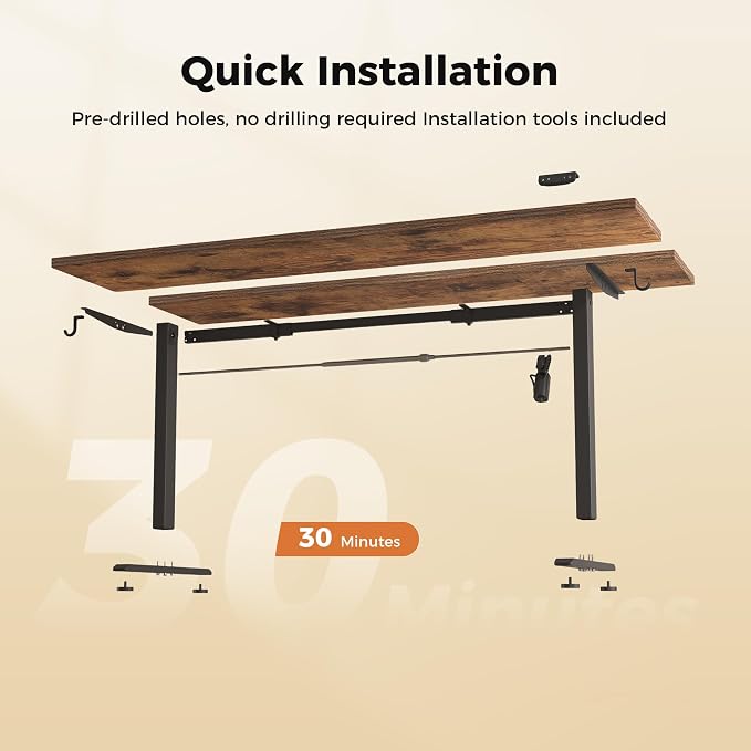 Agilestic Electric Standing Desk, 55 x 24 Inches Height Adjustable Desk, Sit Stand up Desk for Work Office Home, Splice Board, Rustic Brown