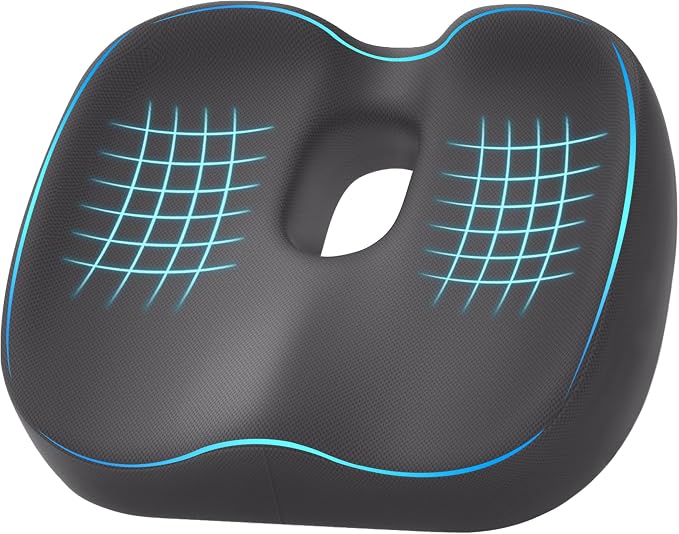 Donut Pillow Seat Cushion for Hemorrhoids & Tailbone Pressure Relief - Memory Foam Office Chair Cushion for Sciatica, Coccyx & Back Pain, Non-Slip Butt Cushions for Long Sitting (Grey)