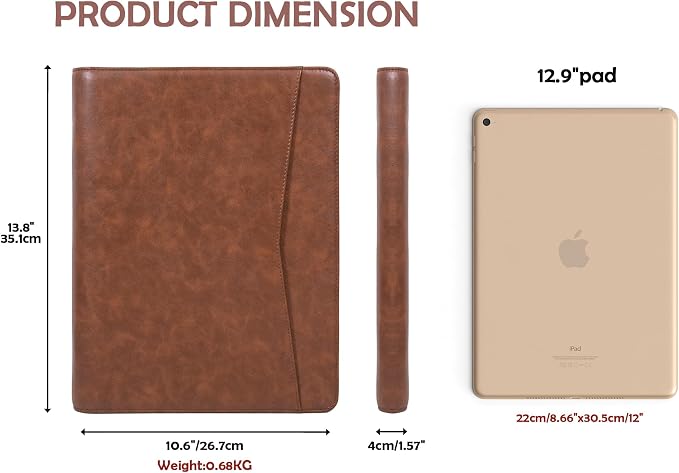 Calfinder Personalized Portfolio for Women&Men, Free Name Engrave,Customized Leather Padfolio with Logo or Name, Business Portfolio with A4 Writing Pad Holder for Resume,Gift for Father's Day