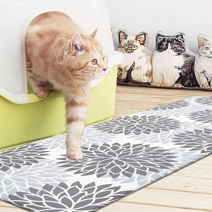 HEBE Anti Fatigue Kitchen Rugs Set of 2, Cushioned Kitchen Mats for Floor | Non Slip Washable Kitchen Runner Rug Set, Floral Stain Resistant Waterproof Comfort Mat Carpet for Sink, Standing Desk