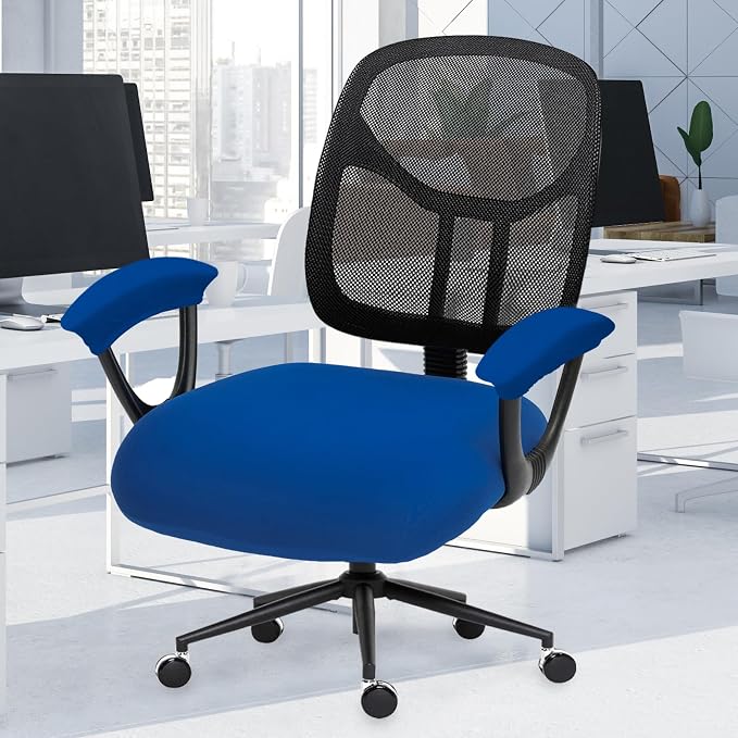 DIVA EN CAMINO DEC Stretchable Office Chair Seat Cushion Covers & Armrest Covers - Universal Spandex Computer Chair Slipcover - Removable Washable Cushion Protectors for Dogs, Cats, Pets