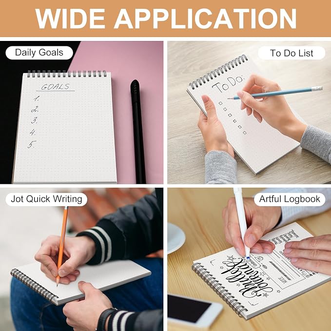 Engrowtic 2 Pcs Dot Grid Notebook Top Spiral Notebook A5 Size Bullet Dotted Paper Hardcover Dot Journal 8.3''x 5.8'' 140 Pages Spiral Notepads for Sketching Drawing Writing School Office (Brown)