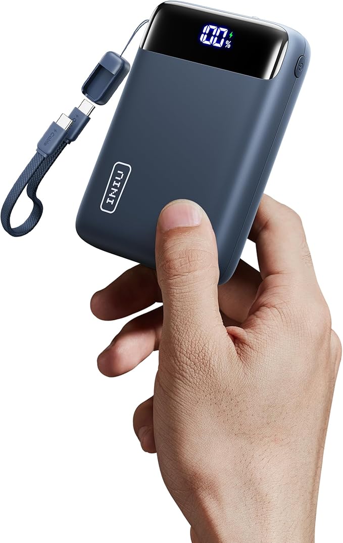 INIU Smallest 20000mAh Power Bank, 22.5W PD Fast Charging Portable Charger with USB-C Cable, Flight-Safe Battery Pack for Travel & Students Dorm & Vacation, Mini Size for iPhone Samsung iPad, Blue