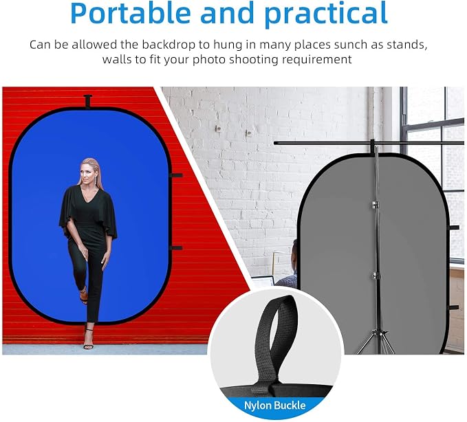 Selens Collapsible Backdrop 59x78.7inches Pop Up Blue Grey Background with Carrying Bag for YouTube Streaming Photo Studio Portrait Photography Background Double Sided Backdrop Pop Up Screen 2 in 1