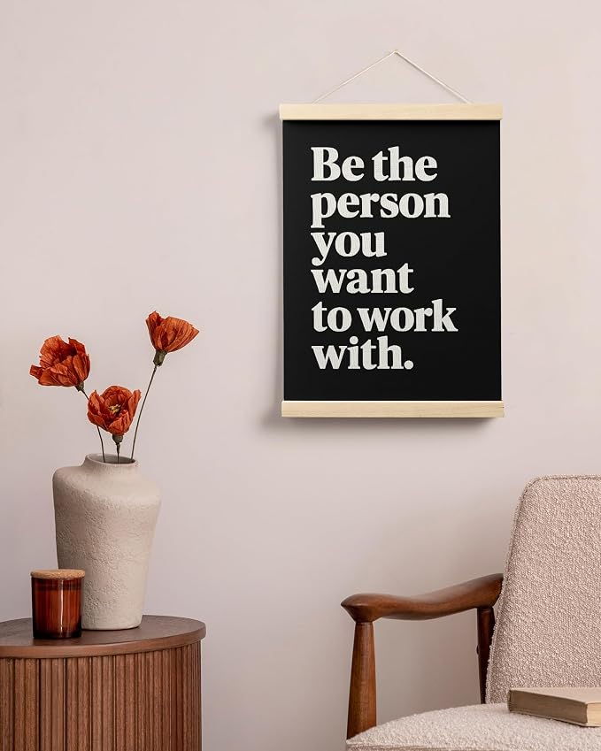 FGFK Be the Person You Want to Work with Inspirational office Framed hanging Canvas wall art Poster Prints decor for women,Trendy Black Motivational posters office decorations for work,12x16 Inch