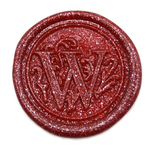 Medieval Initial Alphabet Sealing Wax Stamps, Brass Head Wooden Handle, for Thanksgiving Card/Envelope/Gift Wrap/Wedding Engagement Party Invitation - Letter W