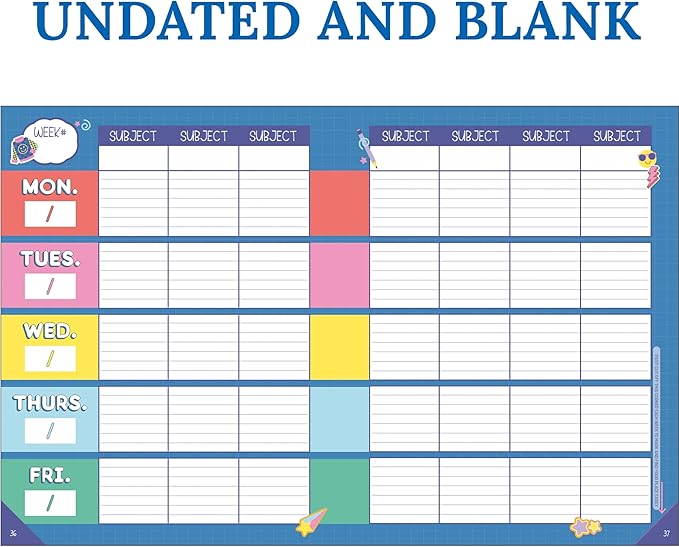 Carson Dellosa We Stick Together Teacher Planner 2026-2027, Undated 8" x 11" Lesson Plan Book with Retro Stickers, Class Schedule, Weekly Calendar, Homeschool and School Supplies, Classroom Must Haves