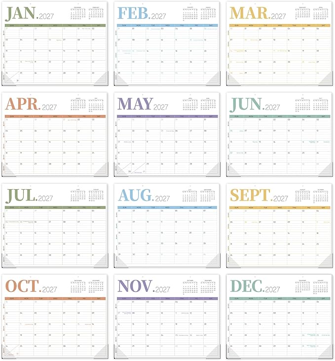 GuassLee Desk Calendar 2026, 19-Month Academic Hanging Desk/Wall Calendar From 2026 Jun-2027 Dec, 14" X 11" Monthly Planner with Thick Paper For Office Home School Desk Organizing