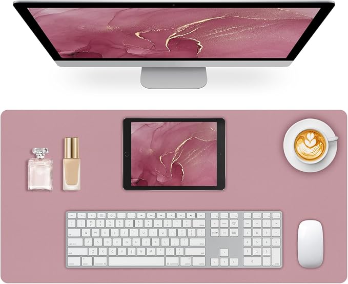 Non-Slip Desk Pad Mat, Leather Desk Mat for Desktop, Large Purple Mouse Pad, Waterproof Computer Mouse Mat Desktop Protector for Office/Home, 31.5" x 15.7"