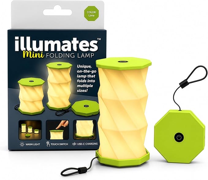 Origami Expanding Foldable LED Desk Lamp – USB Rechargeable & Portable - Dimmable Touch Control Light with Adjustable Height up to 5 1/2 for Office, Travel, Bedside - Sleek & Modern Design (Lime)