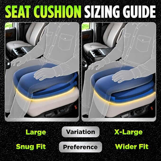 Large Truck Seat Cushion for Truck Driver Seat Cushion - CertiPUR-US® Certified Upgraded Back Support, Thick Memory Foam, Pain Relief for Hours of Driving, Trucker Approved Semi - Navy
