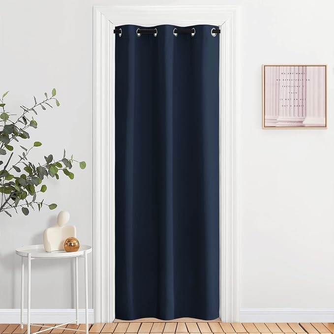 NICETOWN Living Room Curtain, Window Treatment Energy Saving Thermal Insulated Solid Grommet Blackout Drape/Drapery (Navy, Sold Individually, 42 by 84-inch)