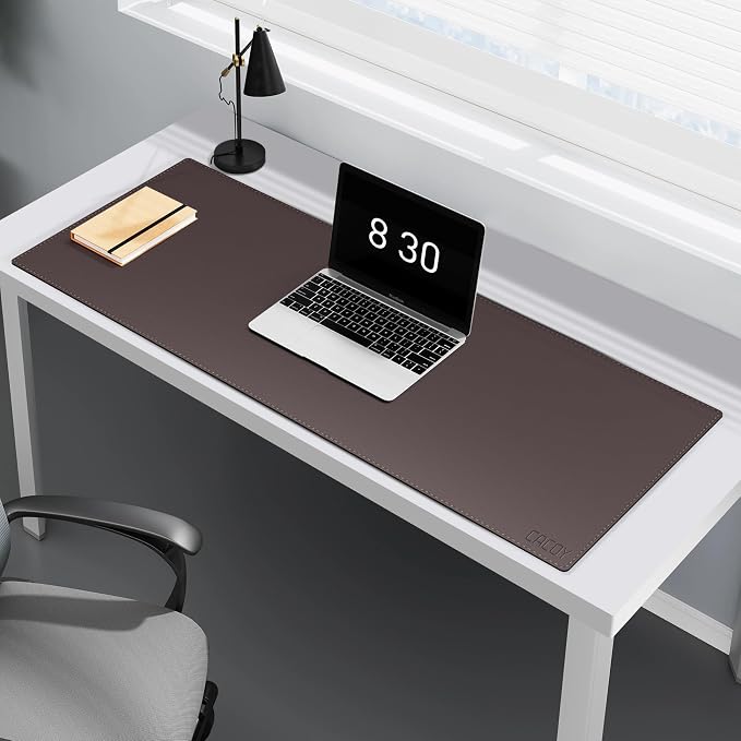 Cacoy 40" x 16" PU Leather Desk Pad Blotters, XXL Large Computer Mouse Pad for Office and Home Work, Waterproof Desk Mat Protector Gaming Keyboard Mousepad (Dark Brown)